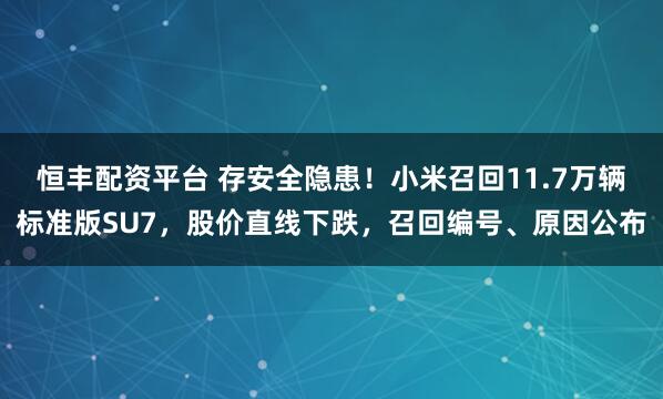 恒丰配资平台 存安全隐患!小米召回11.7万辆标准版SU7,股价直线下跌,召回编号、原因公布
