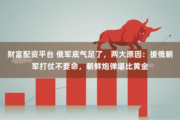 财富配资平台 俄军底气足了，两大原因：援俄朝军打仗不要命，朝鲜炮弹堪比黄金